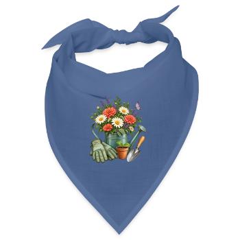 Floristin Geschenkidee Zinkgießkanne Gartenliebe - Bandana Dreieckstuch - Taubenblau - Vorne