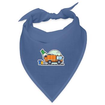 Müllauto leert eine Mülltonne - Bandana Dreieckstuch - Taubenblau - Vorne