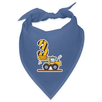 3. Geburtstag: Radlader hebt eine große 3 - Bandana Dreieckstuch - Taubenblau - Vorne