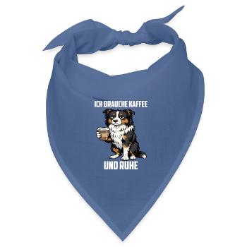 Ich Brauche Kaffee und Ruhe Australian Shepherd  - Bandana Dreieckstuch - Taubenblau - Vorne