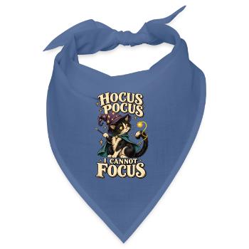 ADHS Zauberkatze Hocus Pocus I Cannot Focus Humor - Bandana Dreieckstuch - Taubenblau - Vorne