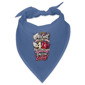 40. Geburtstag – Engel trifft Teufel - Bandana Dreieckstuch - Taubenblau - Vorne