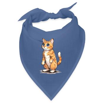 Wasserfarben Kätzchen Blick - Bandana Dreieckstuch - Taubenblau - Vorne