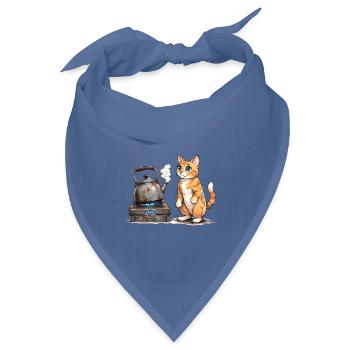 Kätzchen am Schmiedekessel - Bandana Dreieckstuch - Taubenblau - Vorne
