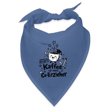 Lustiger Kaffeebecher Cartoon - Bandana Dreieckstuch - Taubenblau - Vorne
