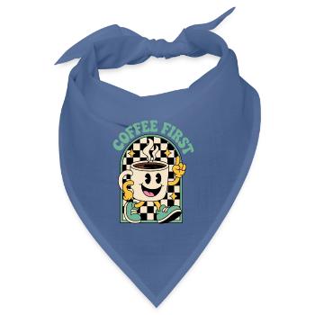 Kaffeetasse im Retrolook – Coffee First - Bandana Dreieckstuch - Taubenblau - Vorne