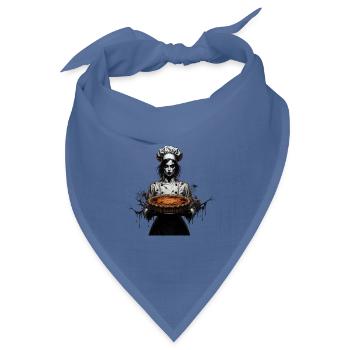 Gruselige Köchin mit Kürbiskuchen - Bandana Dreieckstuch - Taubenblau - Vorne