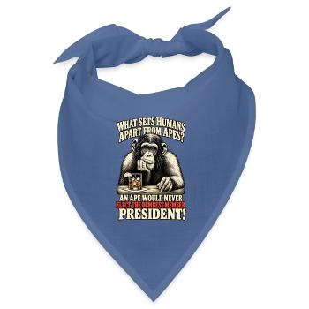 Affe gegen Präsident Satire Tee - Bandana Dreieckstuch - Taubenblau - Vorne