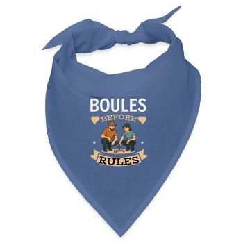 Boules Before Rules – Boule Paar Geschenk - Bandana Dreieckstuch - Taubenblau - Vorne