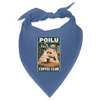 Ginger Cat im Café — Poilu Coffee Club - Bandana Dreieckstuch - Taubenblau - Vorne