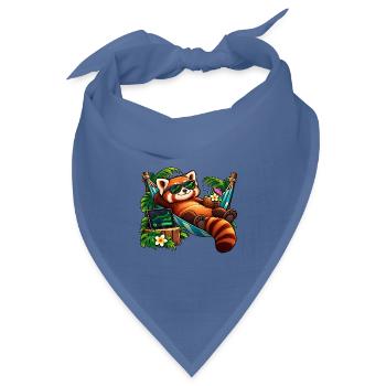 Roter Panda im Urlaub – Aktien und Entspannung - Bandana Dreieckstuch - Taubenblau - Vorne