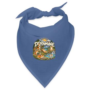 Dopamin – Corgi Hunde beim Entspannen in Natur - Bandana Dreieckstuch - Taubenblau - Vorne