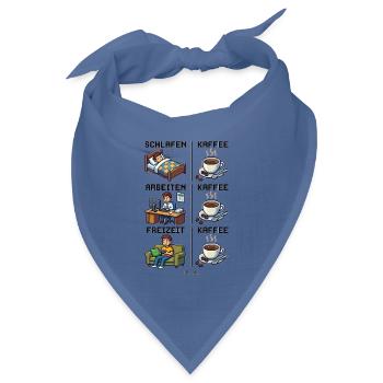 Schlafen-_Kaffee-_Arbeiten-_Kaffee-_Freizeit-_K - Bandana Dreieckstuch - Taubenblau - Vorne