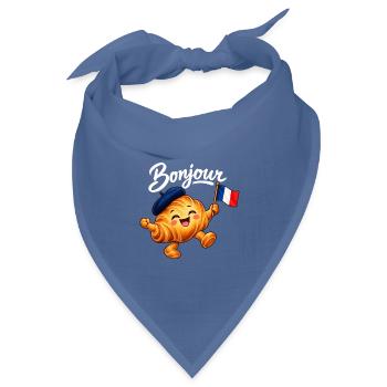 Cute French Croissant Bonjour Paris - Bandana Dreieckstuch - Taubenblau - Vorne