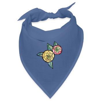 Pastellfarbene Blumenmandala, Pastellfarben - Bandana Dreieckstuch - Taubenblau - Vorne