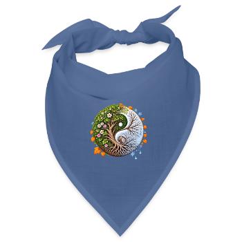 YinYang Baum des Lebens - Bandana Dreieckstuch - Taubenblau - Vorne