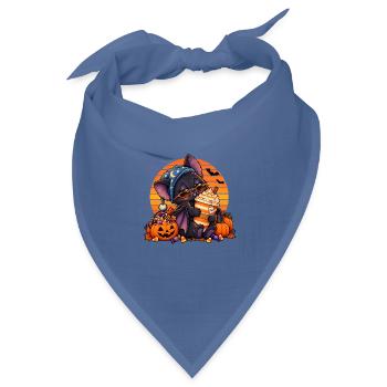 Halloween Fledermaus-Arzt mit Kaffee - Bandana Dreieckstuch - Taubenblau - Vorne