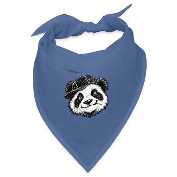 Frecher zwinkernder Panda Flachmütze Niedliche Tierkunst - Bandana Dreieckstuch - Taubenblau - Vorne