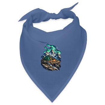 Hochgebirgslager unter einem Polarlichtbogen - Bandana Dreieckstuch - Taubenblau - Vorne