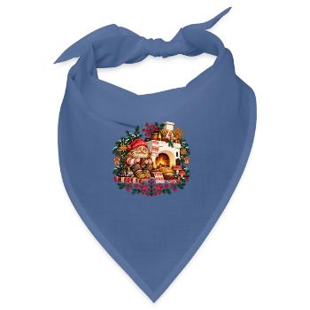Weihnachts-Domovoi-Design des slawischen Herdgeistes - Bandana Dreieckstuch - Taubenblau - Vorne