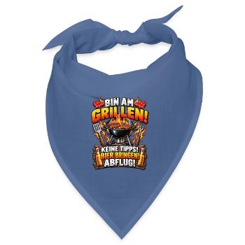 Bin am Grillen – Keine Tipps - Bandana Dreieckstuch - Taubenblau - Vorne