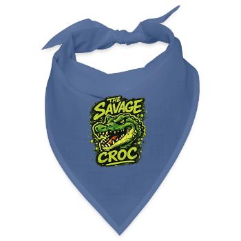 Wildes Krokodil in Grün im Grungelook - Bandana Dreieckstuch - Taubenblau - Vorne