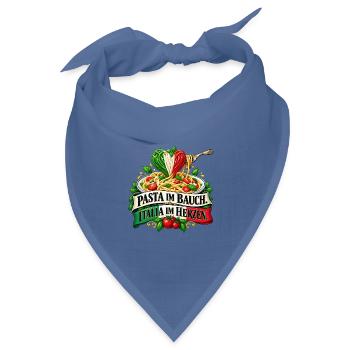 Pasta im Bauch. Italia im Herzen. - Bandana Dreieckstuch - Taubenblau - Vorne