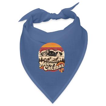 Katze Meowy catmas Weihnachten - Bandana Dreieckstuch - Taubenblau - Vorne