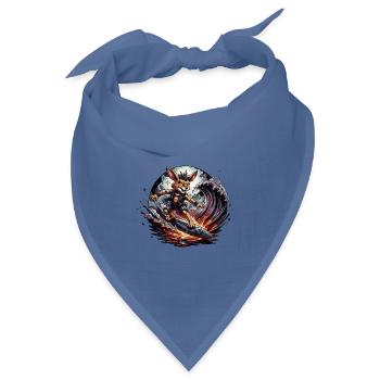 Surfer-Hase Bunny Punk im Dämonischer Welle - Bandana Dreieckstuch - Taubenblau - Vorne