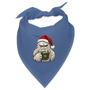 Gemütlicher Winter-Yeti mit Kakao - Bandana Dreieckstuch - Taubenblau - Vorne