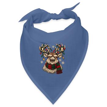 Festliche Rentiere mit Weihnachtslichtern - Bandana Dreieckstuch - Taubenblau - Vorne