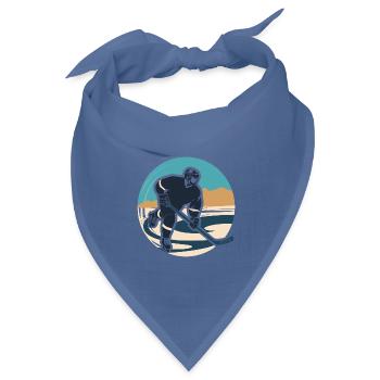 Eishockeyspieler Grafik - Bandana Dreieckstuch - Taubenblau - Vorne
