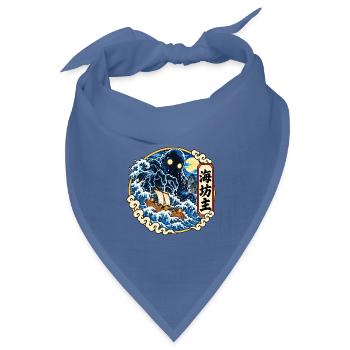 Die Umi-Bozu, ein Schiffbruch-Yokai der Meere - Bandana Dreieckstuch - Taubenblau - Vorne