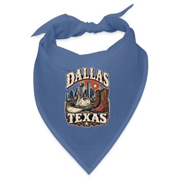 Dallas Texas Cowboy Skyline - Bandana Dreieckstuch - Taubenblau - Vorne