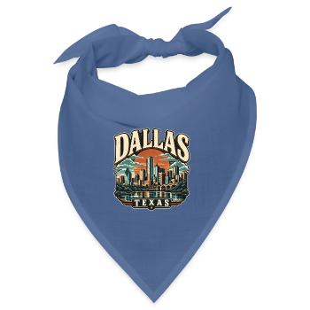 Dallas Skyline Retro Sunset - Bandana Dreieckstuch - Taubenblau - Vorne