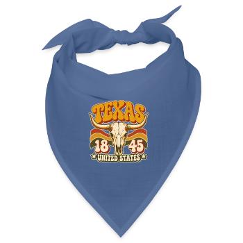 Texas Schädel Retro 1845 Motiv - Bandana Dreieckstuch - Taubenblau - Vorne