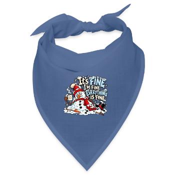 Es ist in Ordnung, ich bin in Ordnung, Schneemann - Bandana Dreieckstuch - Taubenblau - Vorne