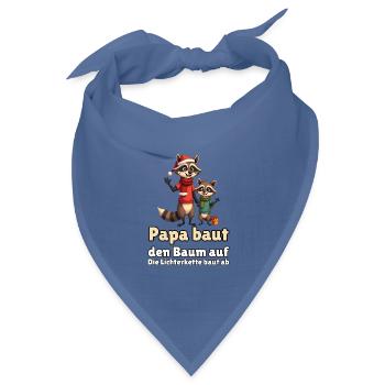 Waschbär-Papa zu Weihnachten - Bandana Dreieckstuch - Taubenblau - Vorne
