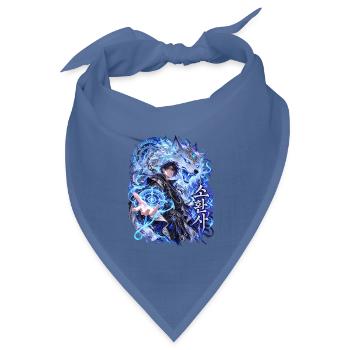 Eiswolf-Magier mit magischem Kreis - Bandana Dreieckstuch - Taubenblau - Vorne