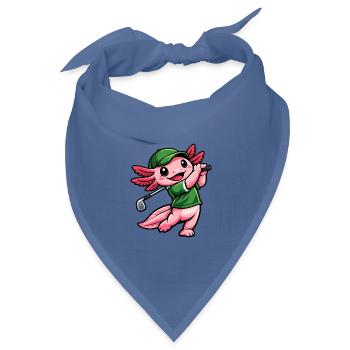 Axolotl beim Golf – Süßer kleiner Golfprofi - Bandana Dreieckstuch - Taubenblau - Vorne