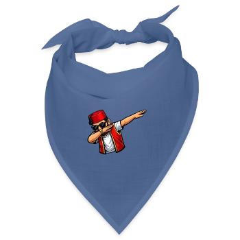 Dabbing Türke – Lustiger Truthahn mit Sonnenbrille - Bandana Dreieckstuch - Taubenblau - Vorne