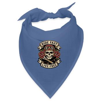 Ride Fast Live Free – Biker Badge - Bandana Dreieckstuch - Taubenblau - Vorne