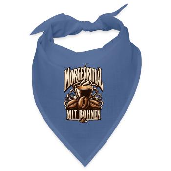 Morgenritual mit Bohnen – Kaffee Liebe Vintage - Bandana Dreieckstuch - Taubenblau - Vorne