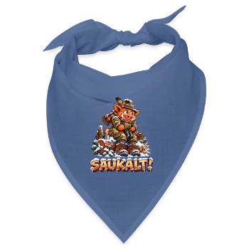Saukalt! Frierendes Wildschwein, Lustiges Jagd - Bandana Dreieckstuch - Taubenblau - Vorne