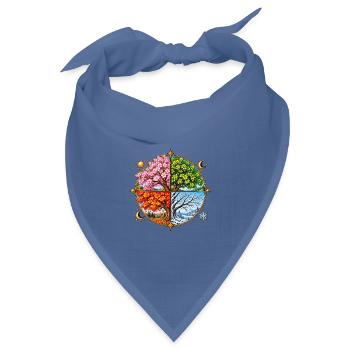 Jahreszeiten Baumkreis - Bandana Dreieckstuch - Taubenblau - Vorne
