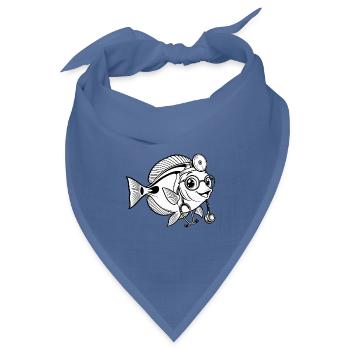 Doktorfisch mit Stethoskop - Bandana Dreieckstuch - Taubenblau - Vorne