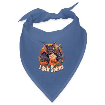 Halloween-Fledermaus-Barkeeper I Stir Spirits - Bandana Dreieckstuch - Taubenblau - Vorne