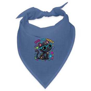 Mutige Katzen-Bunte Energie - Bandana Dreieckstuch - Taubenblau - Vorne