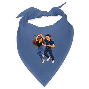 Swinging-Dance-Paar-Illustration - Bandana Dreieckstuch - Taubenblau - Vorne