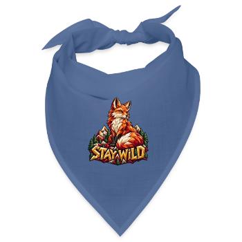 Stay Wild Fuchs Low Poly Berge Wald Natur Shirt - Bandana Dreieckstuch - Taubenblau - Vorne